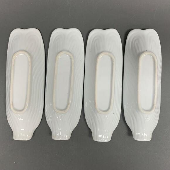 White Ceramic Corn Holders Dishes Lot of 4 - Picture 7 of 10